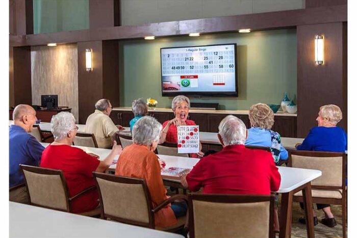 residents playing bingo