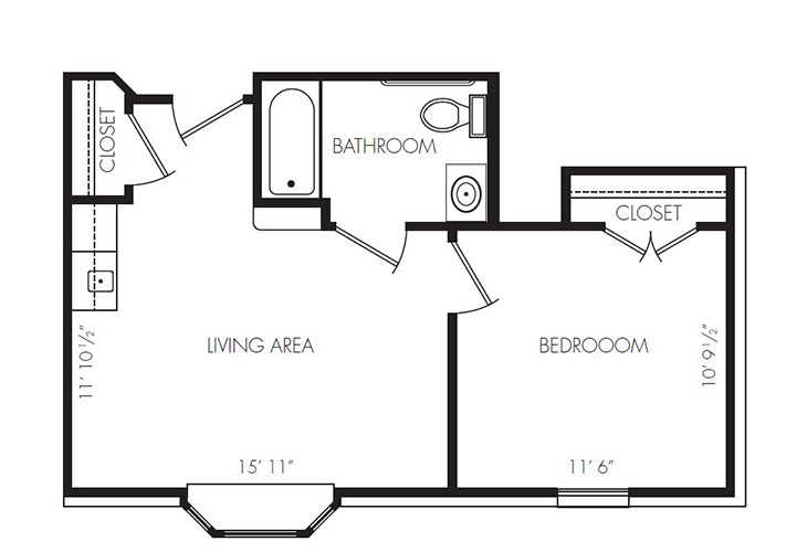 Floor plan: ADA One Bedroom
