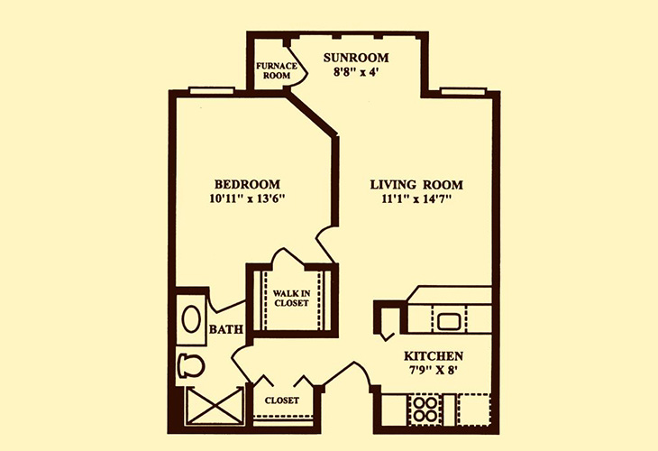 Floor plan: One Bedroom Apartment