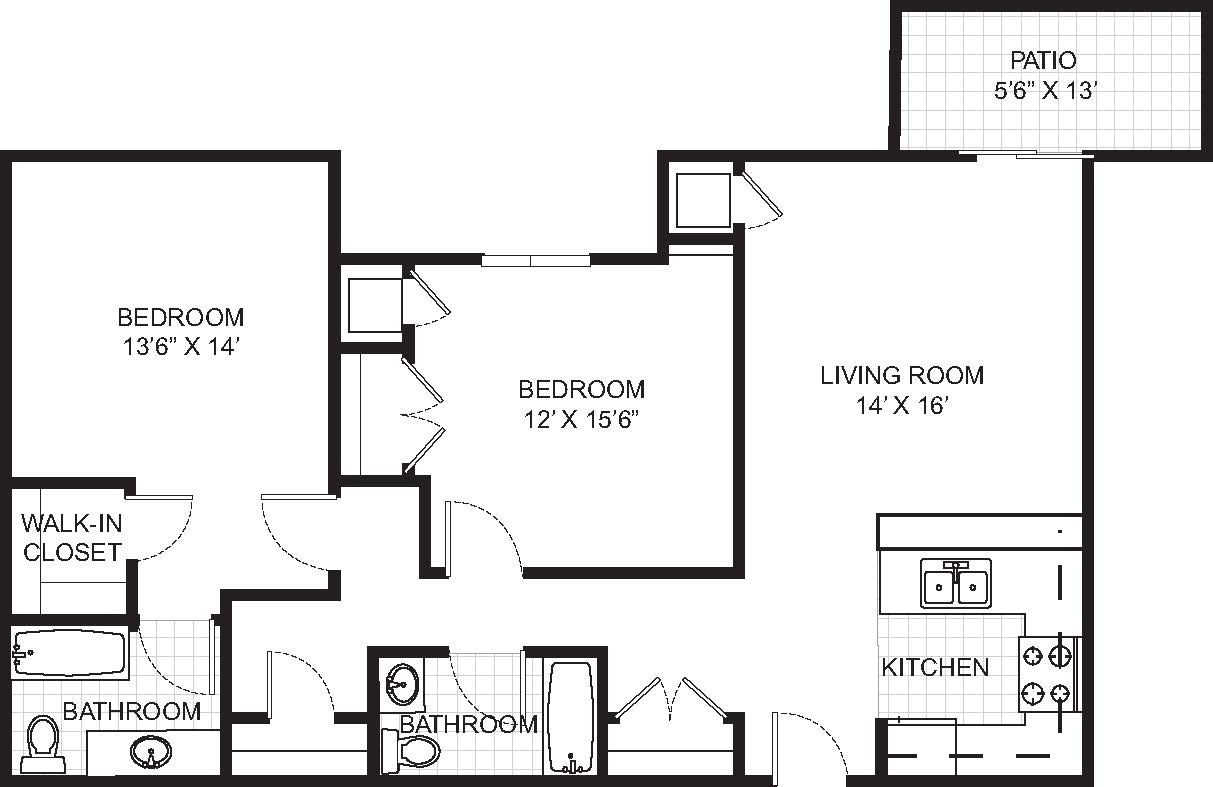 Floor plan: Two Bedroom Two Bath