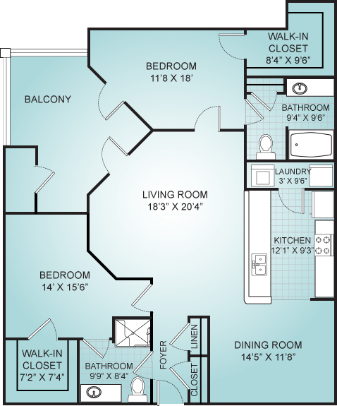 Floor plan: 2 Bedroom - B
