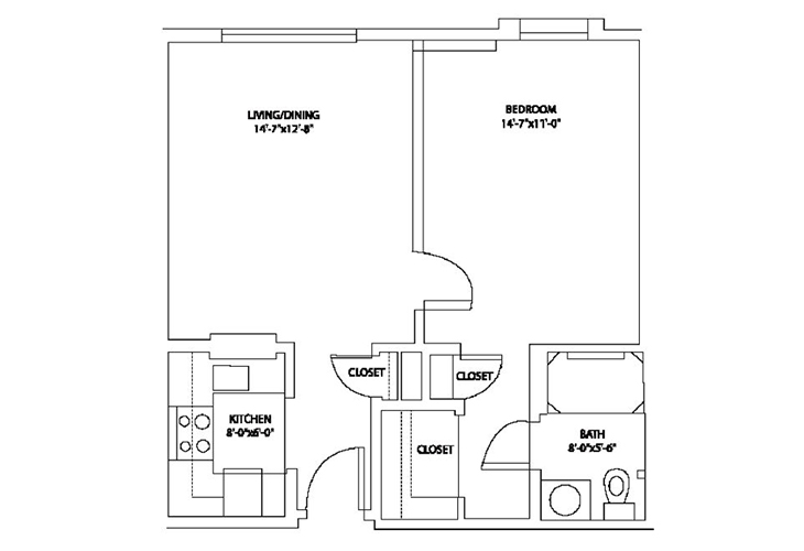 Floor plan: 1 Bedroom - Assisted Living