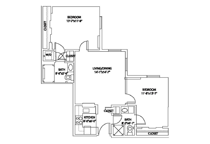 Floor plan: 2 Bedroom - Assisted Living