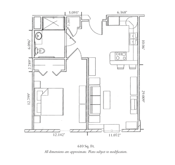 Floor plan: One Bedroom 1