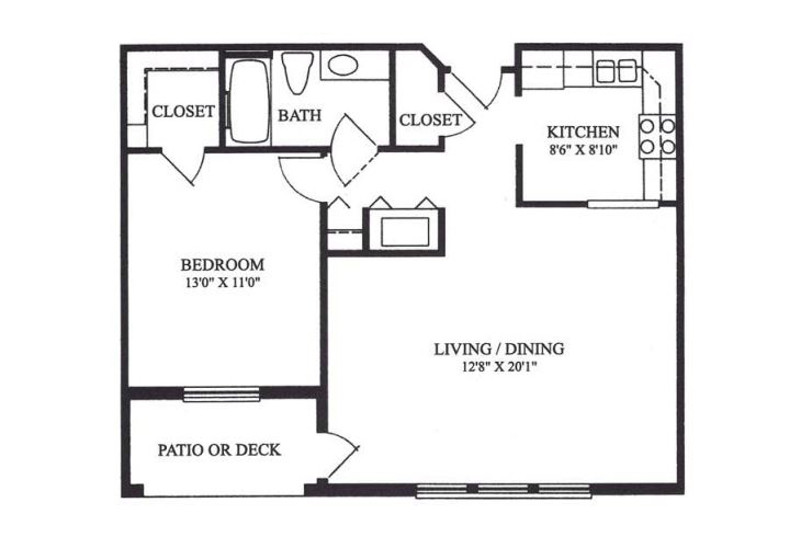 Floor plan: Model C - One Bedroom