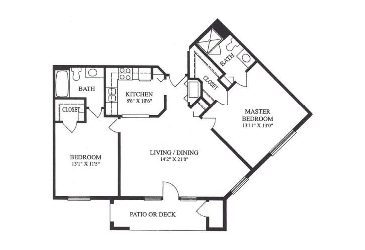 Floor plan: Model G - Two Bedroom