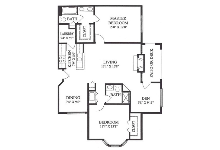 Floor plan: Model I - Two Bedroom