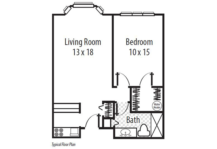 Floor plan: The Gables - One Bedroom