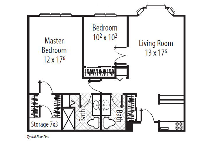 Floor plan: The Gables - Two Bedroom