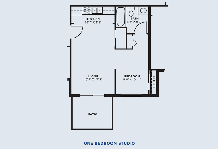 Floor plan: One Bedroom Studio