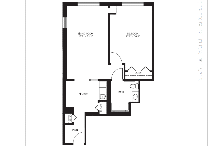 Floor plan: 1 Bedroom 