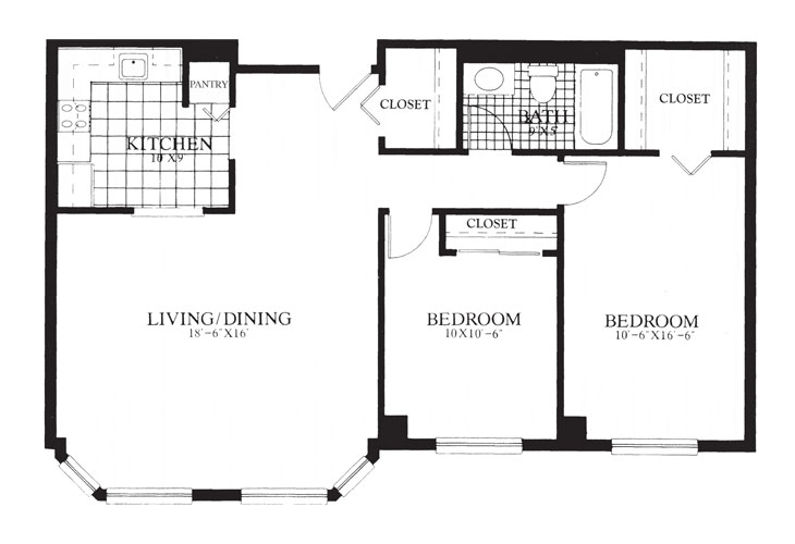 Floor plan: 2 Bedroom