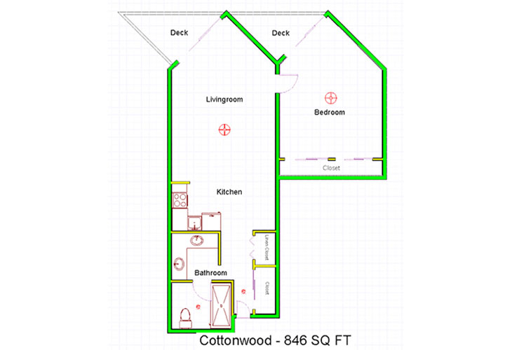 Floor plan: Cottonwood - 1 Bedroom