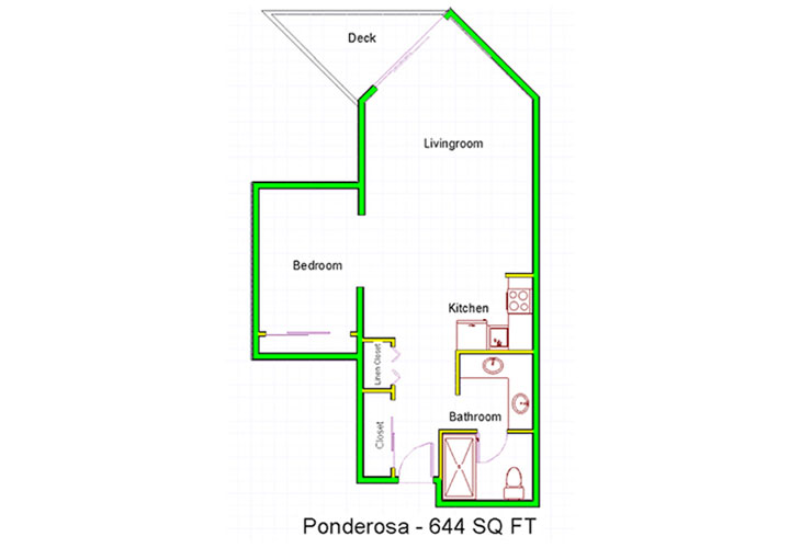 Floor plan: Ponderosa - 1 Bedroom