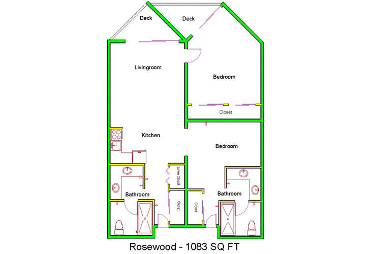 Floor plan: Rosewood - 2 Bedroom