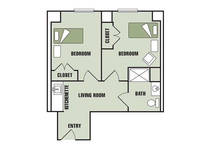 Floor plan: Two Bedroom Suite