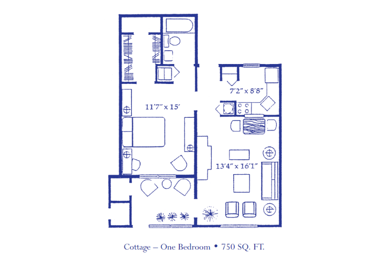 Floor plan: One Bedroom - Cottage