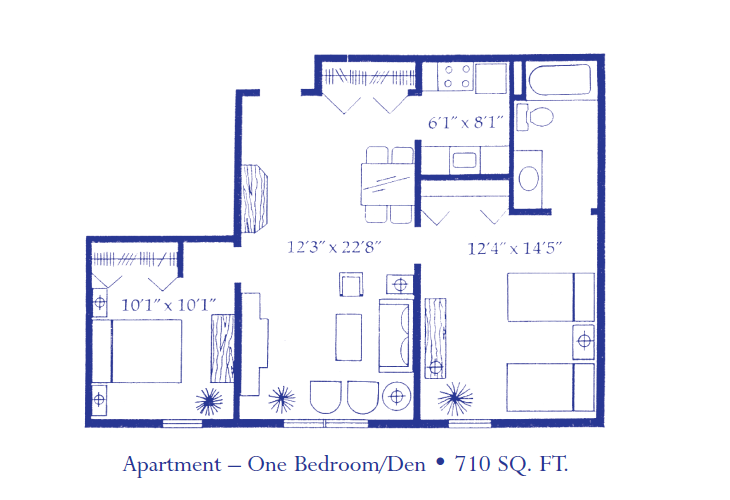 Floor plan: One Bedroom/Den - Apartment