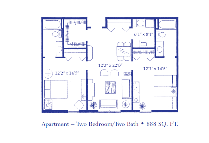 Floor plan: Two Bedroom/Two Bath - Apartment