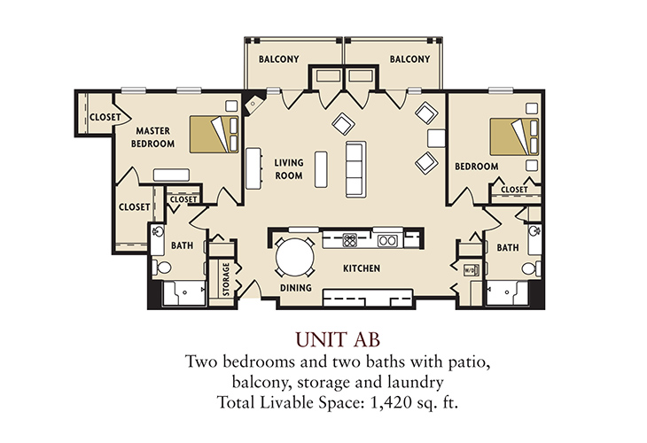 Floor plan: 2 Bedroom - AB