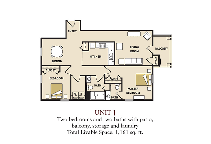 Floor plan: 2 Bedroom - J