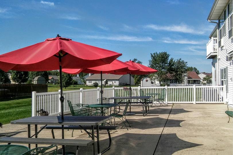 McKay Manor outdoor patio with tables