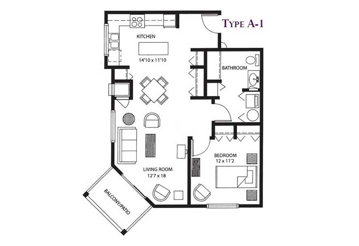 Floor plan: A1 - One Bedroom