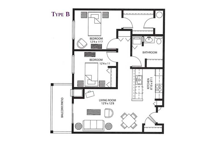 Floor plan: B - Two Bedroom