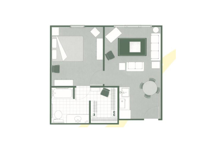 Floor plan: One Bedroom Deluxe