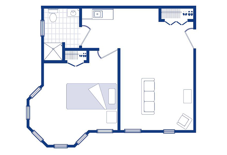 Floor plan: One Bedroom Deluxe