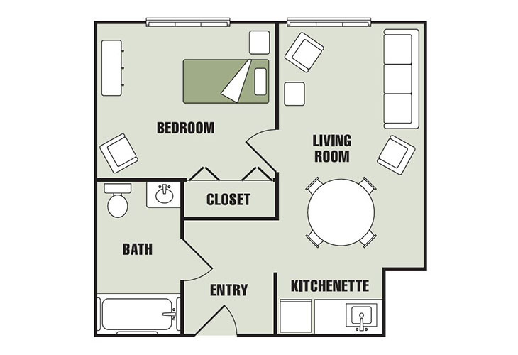 Floor plan: One Bedroom Suite