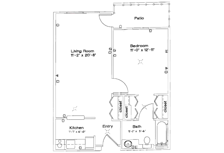 Floor plan: 1 Bedroom - B