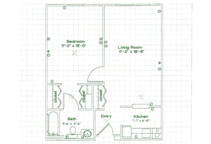 Floor plan: 1 Bedroom - L