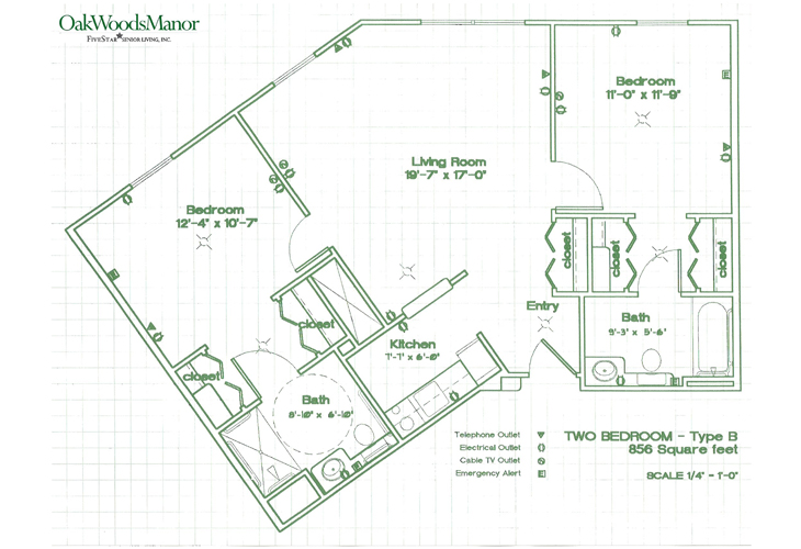 Floor plan: 2 Bedroom - B