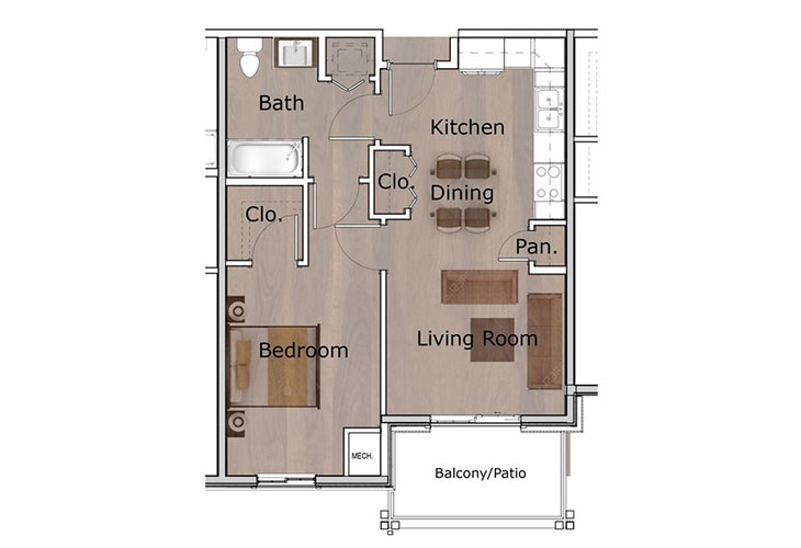 Floor plan: One Bedroom - A