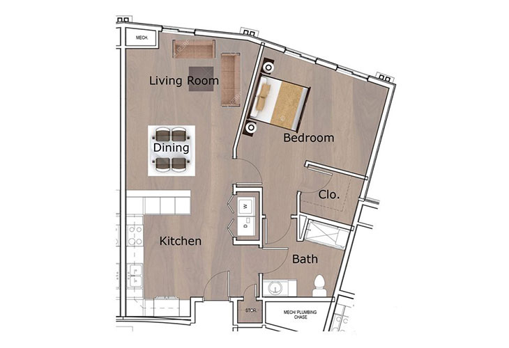 Floor plan: One Bedroom - C