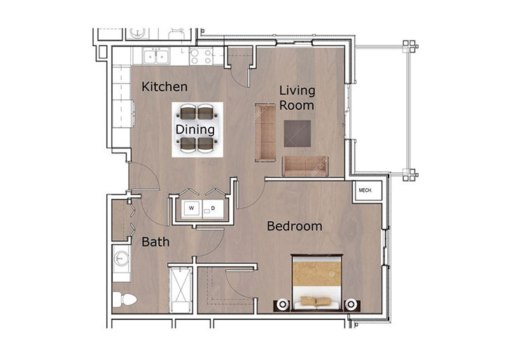 Floor plan: One Bedroom - D