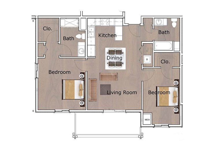 Floor plan: Two Bedroom - A
