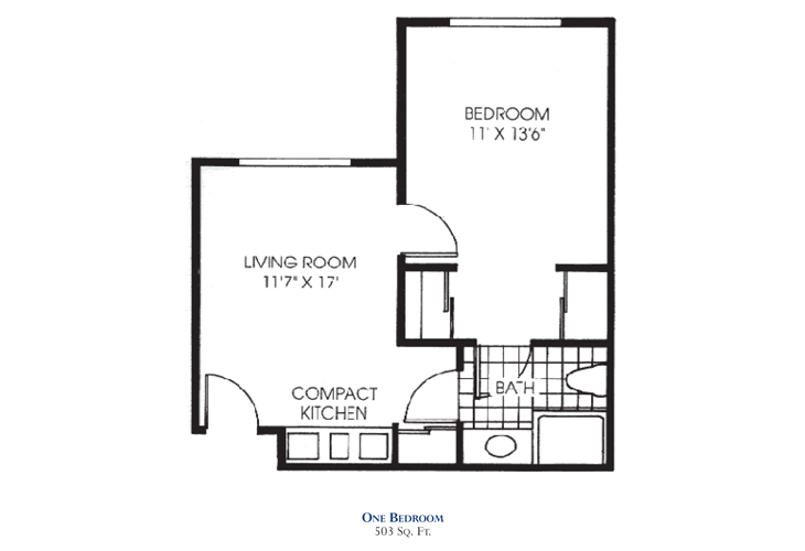 Floor plan: PC One Bedroom