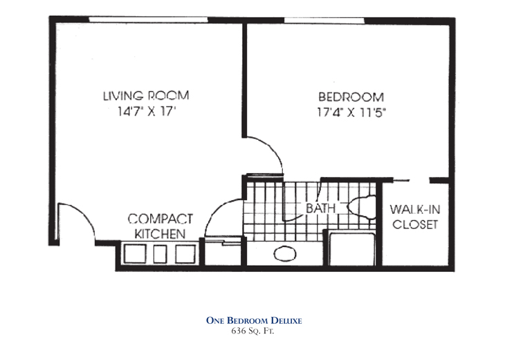 Floor plan: PC One Bedroom Deluxe