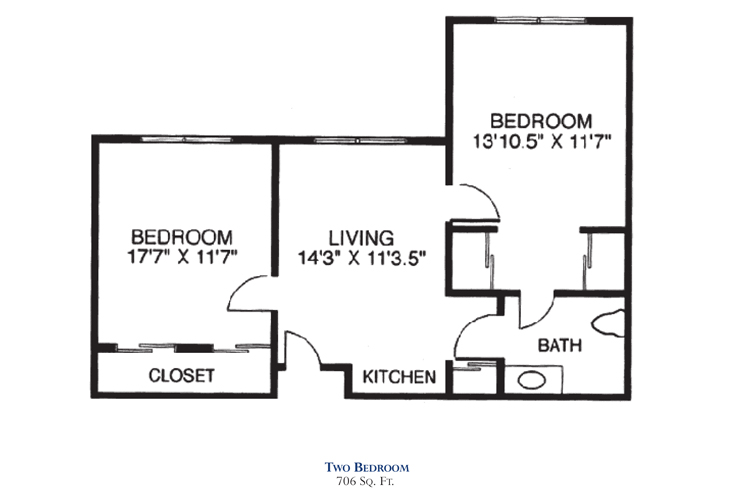 Floor plan: PC Two Bedroom
