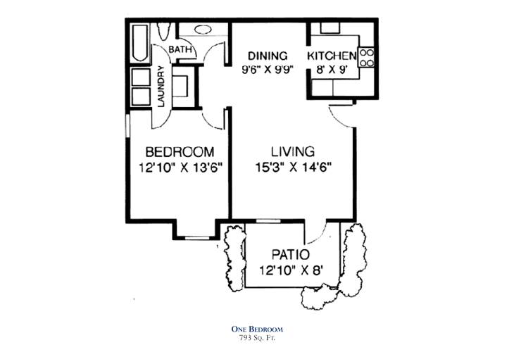 Floor plan: One Bedroom Cottage