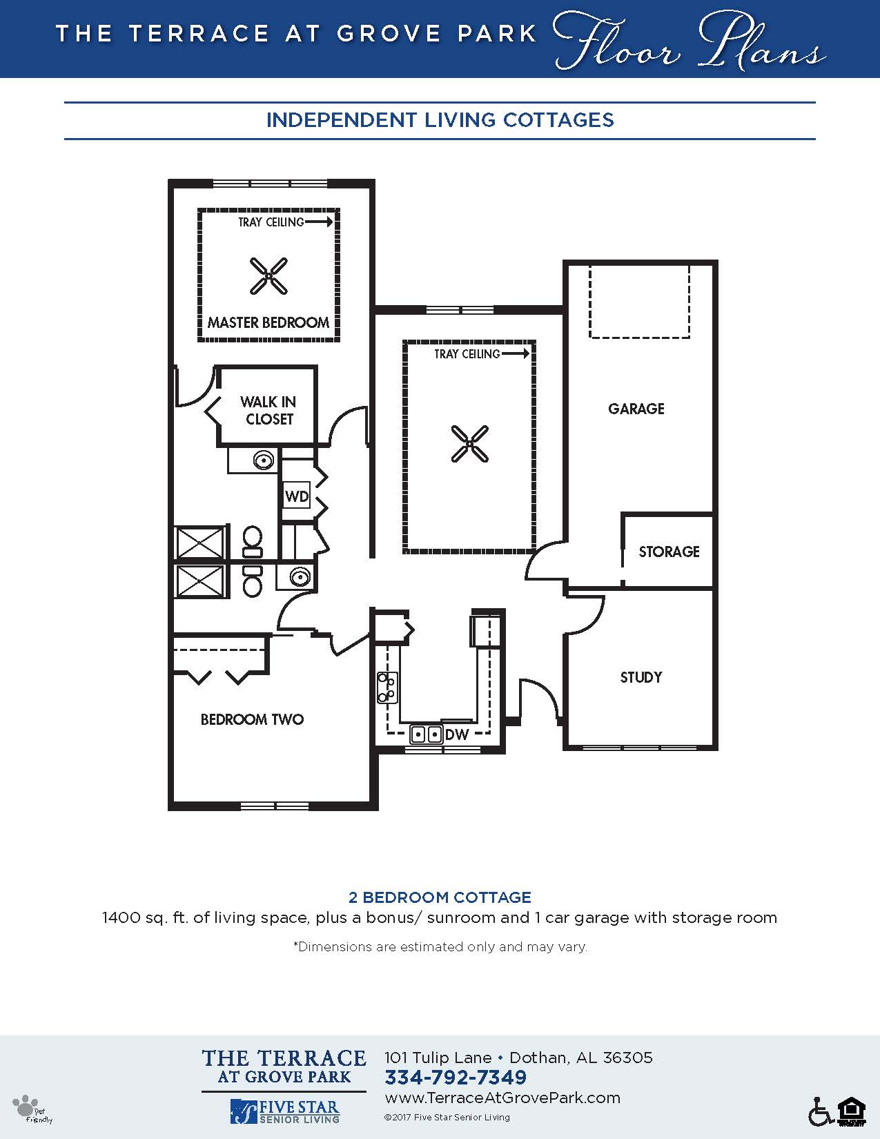 Floor plan: 2 Bedroom Cottage