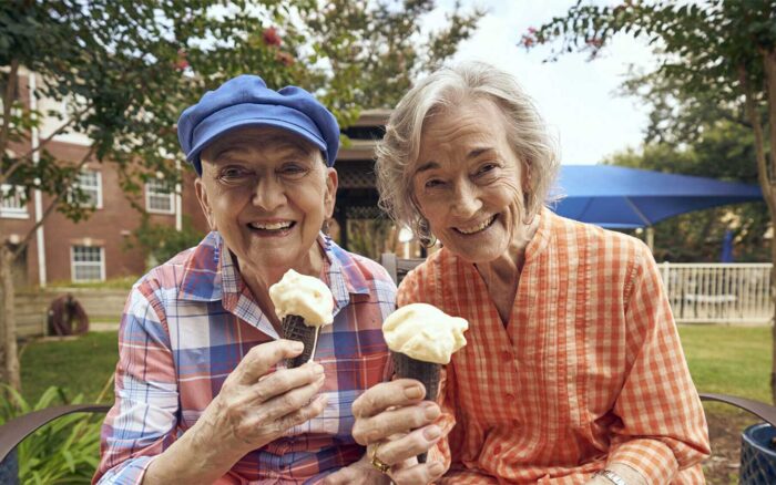 women eating ice cream
