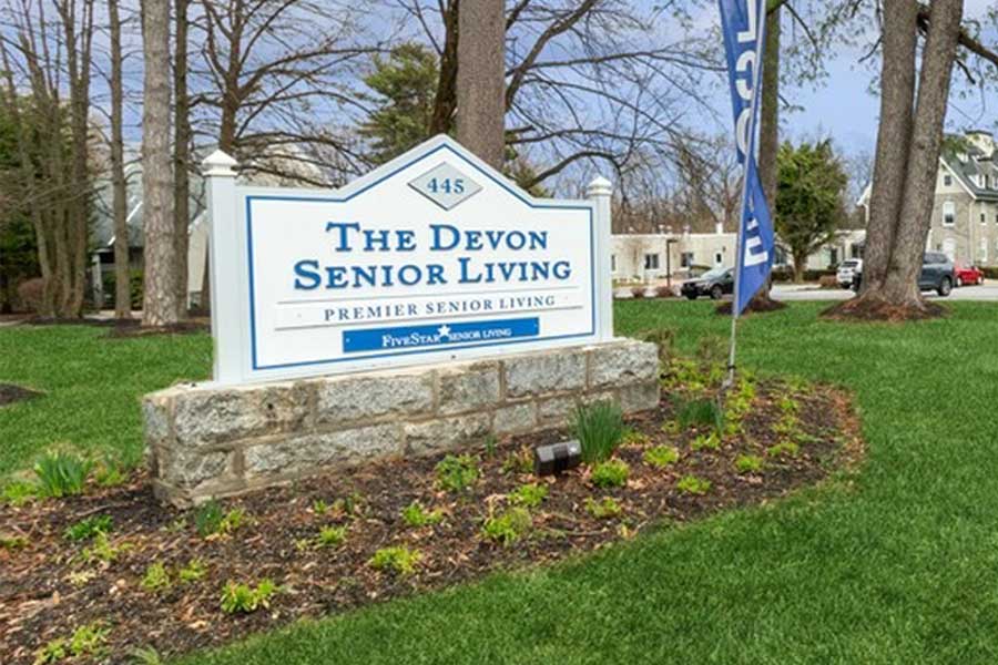 The Devon Senior Living exterior sign