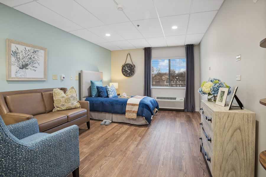 Memory Care Model Apartment Bedroom at Church Creek