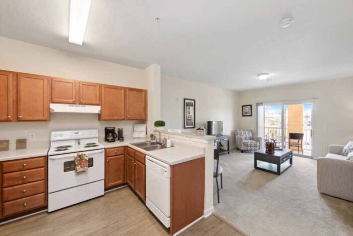 Independent Living Model 1 Bedroom Apartment Kitchen