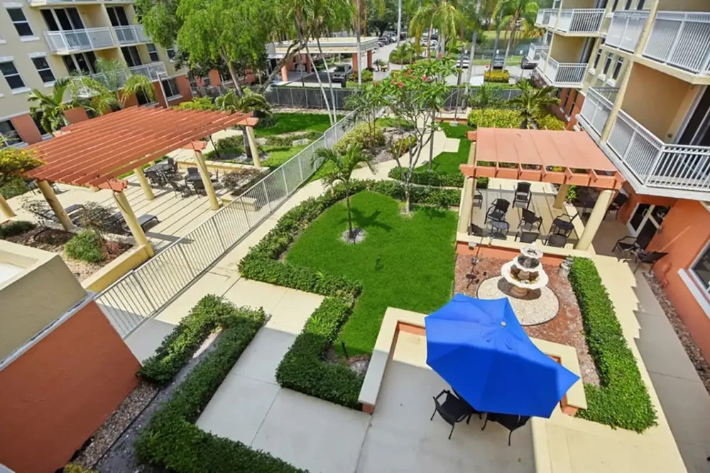 Aerial View of Memory Care Outdoor Area